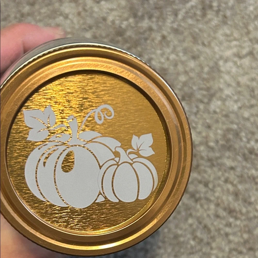 NWOT Glass Pumpkin Jar with Pumpkin Design and Copper Lid (1)